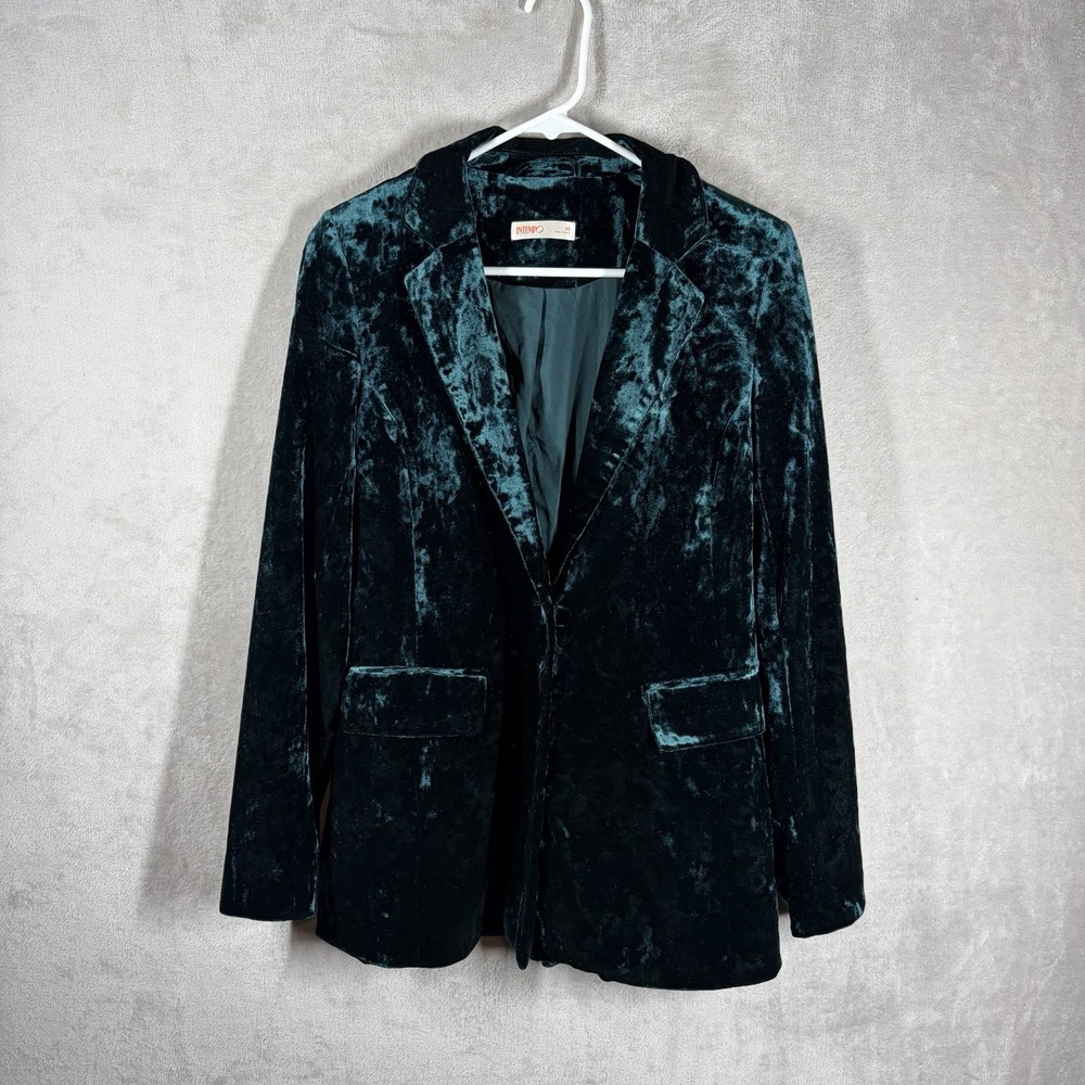 Emerald Green Crushed Velvet Blazer Size XS Dark Academia Rocker Chic Whimsigoth